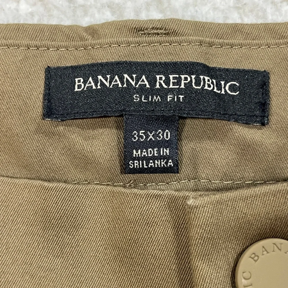 Banana Republic Pants Mens 35 Brown Slim Fit Chino Flat Front Stretch Casual